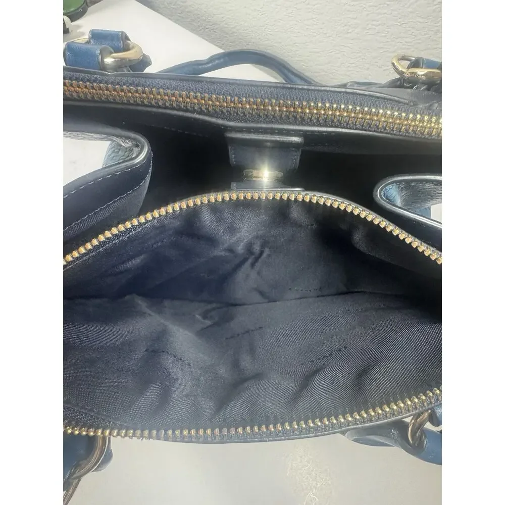 Coach Two Tone Blue Python Embossed And Leather Carryall Tote
